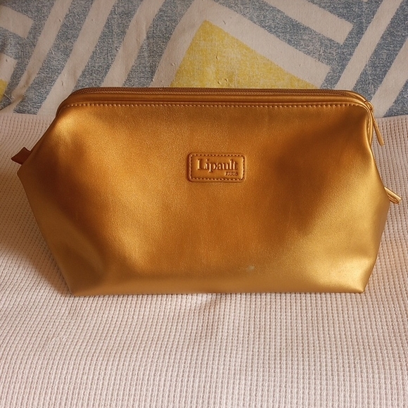 Lipault Handbags - Lipault Gold Cosmetic Bag